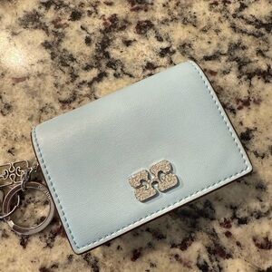 Ganni Blue Key Card Holder with Metallic Accent